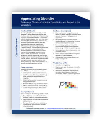 Paradigm 360 - Appreciating Diversity Course page