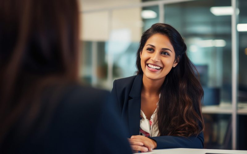South-asian woman recruiter taking interview